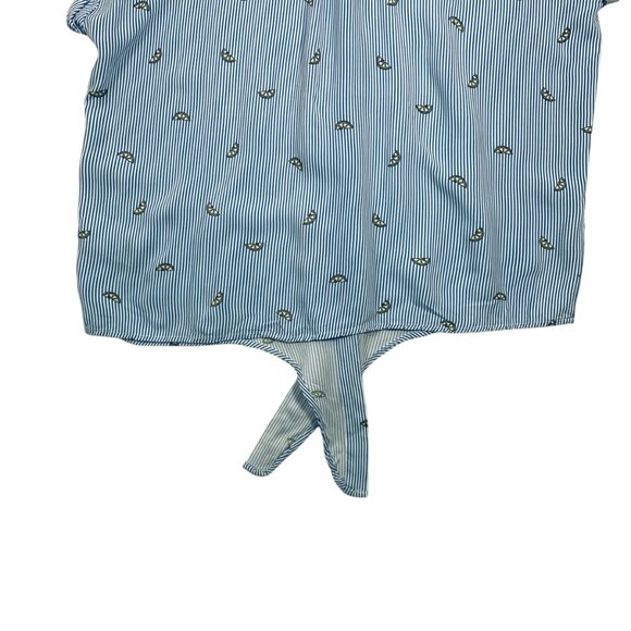 button-down  short sleeve shirt  blouse  with lemon print size small  by Tribal - Picture 11 of 16